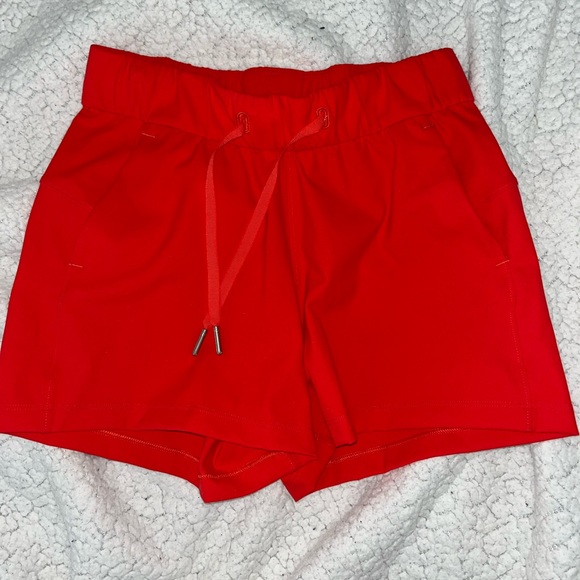 Lululemon bright red on the fly mid rise shorts - Picture 3 of 9